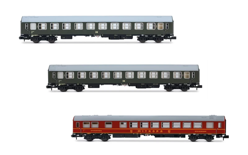 Arnold HN4422 DR, 3-unit pack OSShD type B coaches, green livery, epIII, 1 x WR plus 2 x B Passenger Coaches