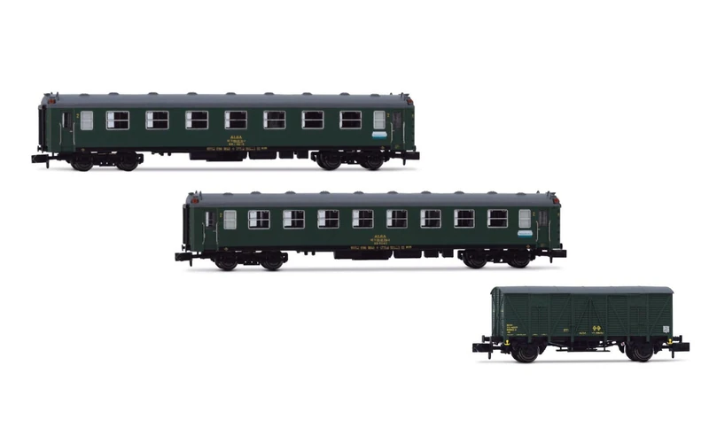Arnold HN4480 ALSA, 3-unit pack 6000 coaches, BB1, BB plus DV, olive green, epVI Passenger Coaches