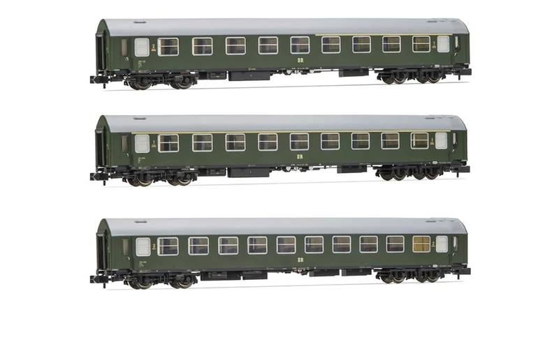 Arnold HN4421 DR, 3-unit pack OSShD type B coaches, green livery, epIII, 1 x A plus 1 x AB plus 1 x Bc Passenger Coaches