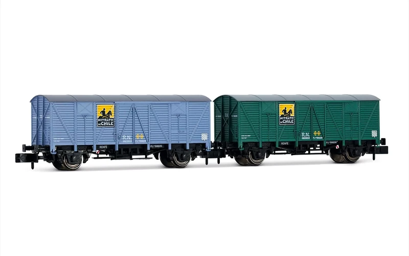 Arnold HN6666 RENFE, 2-unit pack 2-axle covered wagon type J3 Nitrato de Chile, epIII Freight Wagons