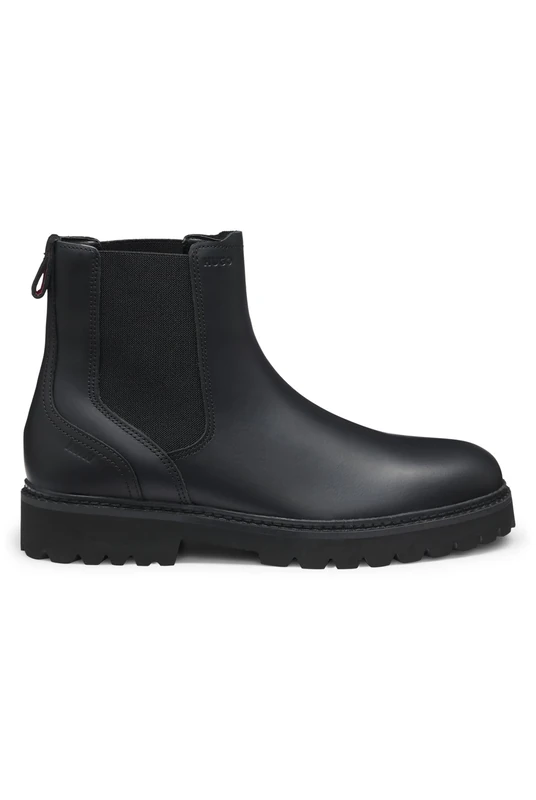 HUGO Mens Draven cheb Leather Chelsea boots with embossed logo Size 6 - Image 1