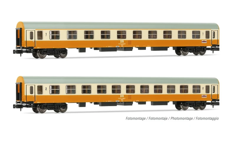 Arnold HN4435 DR, 2-unit pack coaches Stadteexpress, 1st class plus 2nd class coach, orange, beige livery, epIV Passenger Coaches