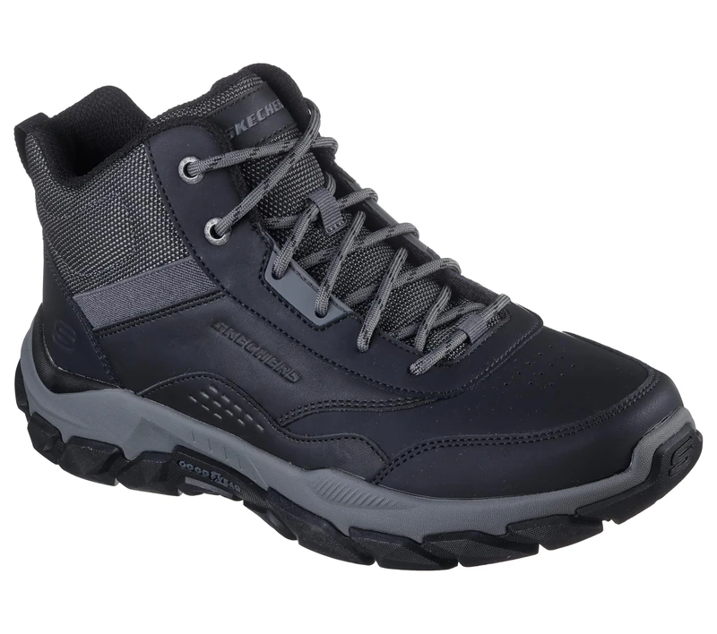 Skechers Men's Santoro Hopkins Hiking Boot, Black Leather/Synthetic/Mesh, 7 UK