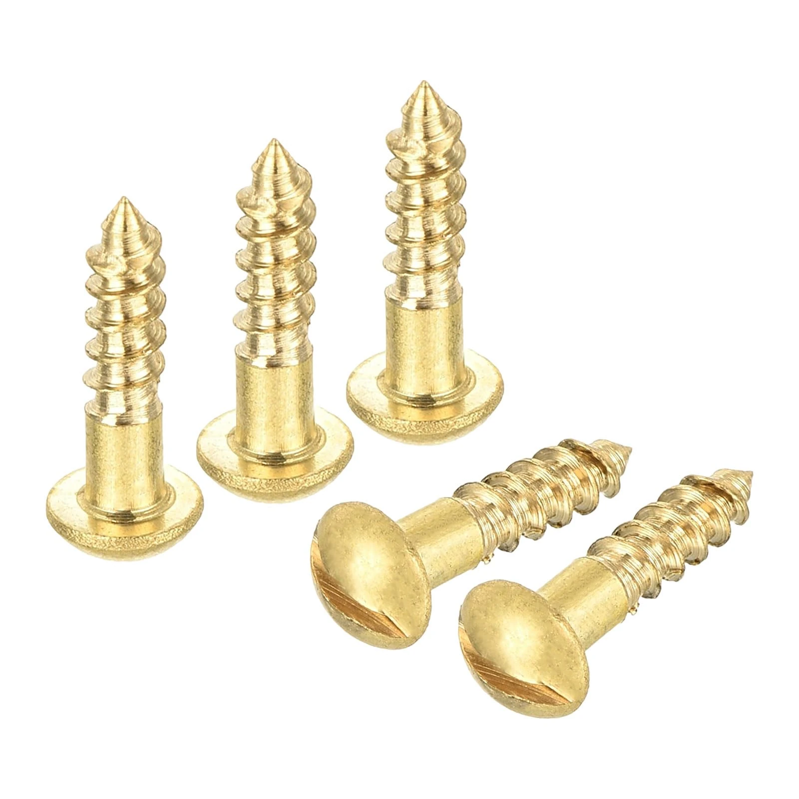 sourcing map Wood Screws M3 x 12mm Slotted Round Head Brass Self-Tapping Screw 20 Pcs