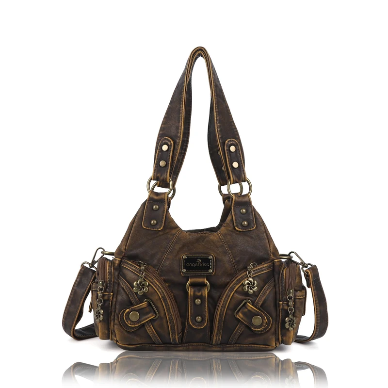 Angel Kiss Women's Small Vegan Leather Hobo Shoulder Bag