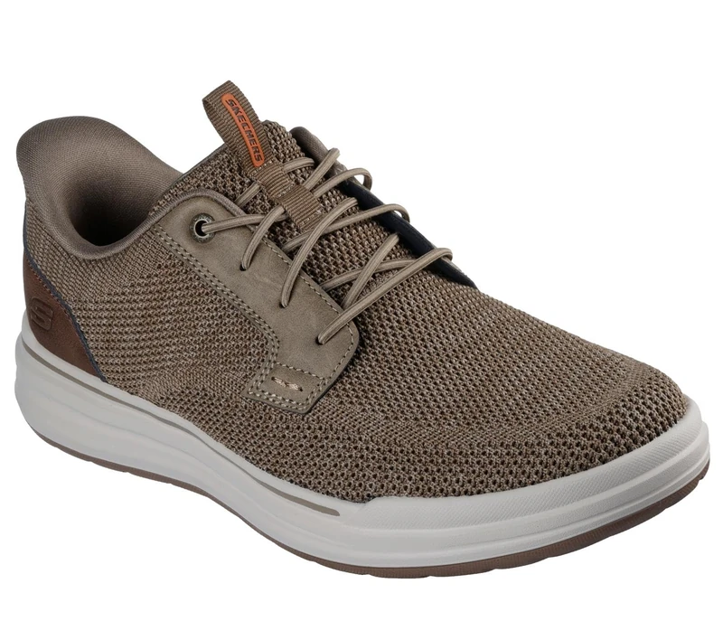 Skechers Men's Sterling Ramone Slip-On Sneakers, Taupe Knitted Mesh, 9 UK