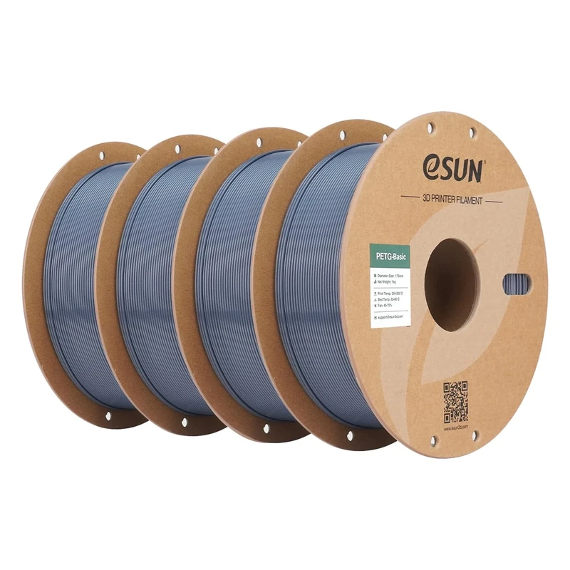 eSUN PETG Filament 1.75mm, High Toughness, 1KG (2.2 LBS) per Spool, 4 Reels Printing Materials for 3D Printers,Grey