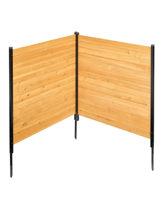 VEVOR Wood Privacy Fence, 38" W x 42" L, 2 Panel Solid Air Conditioner Fence Screen, Pool Equipment Enclosure with Metal Stakes, Easy DIY Installation, Outdoor Trash Can Hider for Garden Decoration