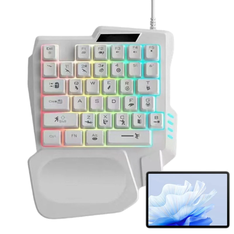 Ghjkldha Mechanical Keyboard, Ergonomic, Single-Handed, Wireless/Wired, Programmable Game Keypad, Portable, Maltron Layout, Black/White, 22.5x17.7x3cm, Battery Powered, Mechanical Switches