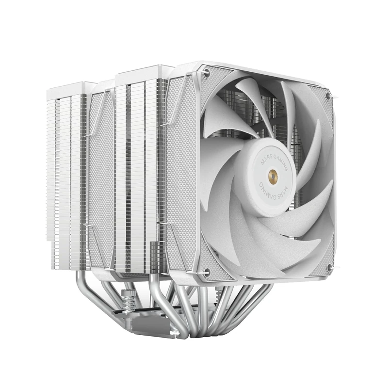 Mars Gaming MCPU-XU6, Dual Tower CPU Cooler, 350W TDP, 2 Hybrid Blade Fans with Hyper-Balanced Copper FDB Bearing, 6 Heatpipes with ULTRA HCT Technology, Universal Multisocket, White