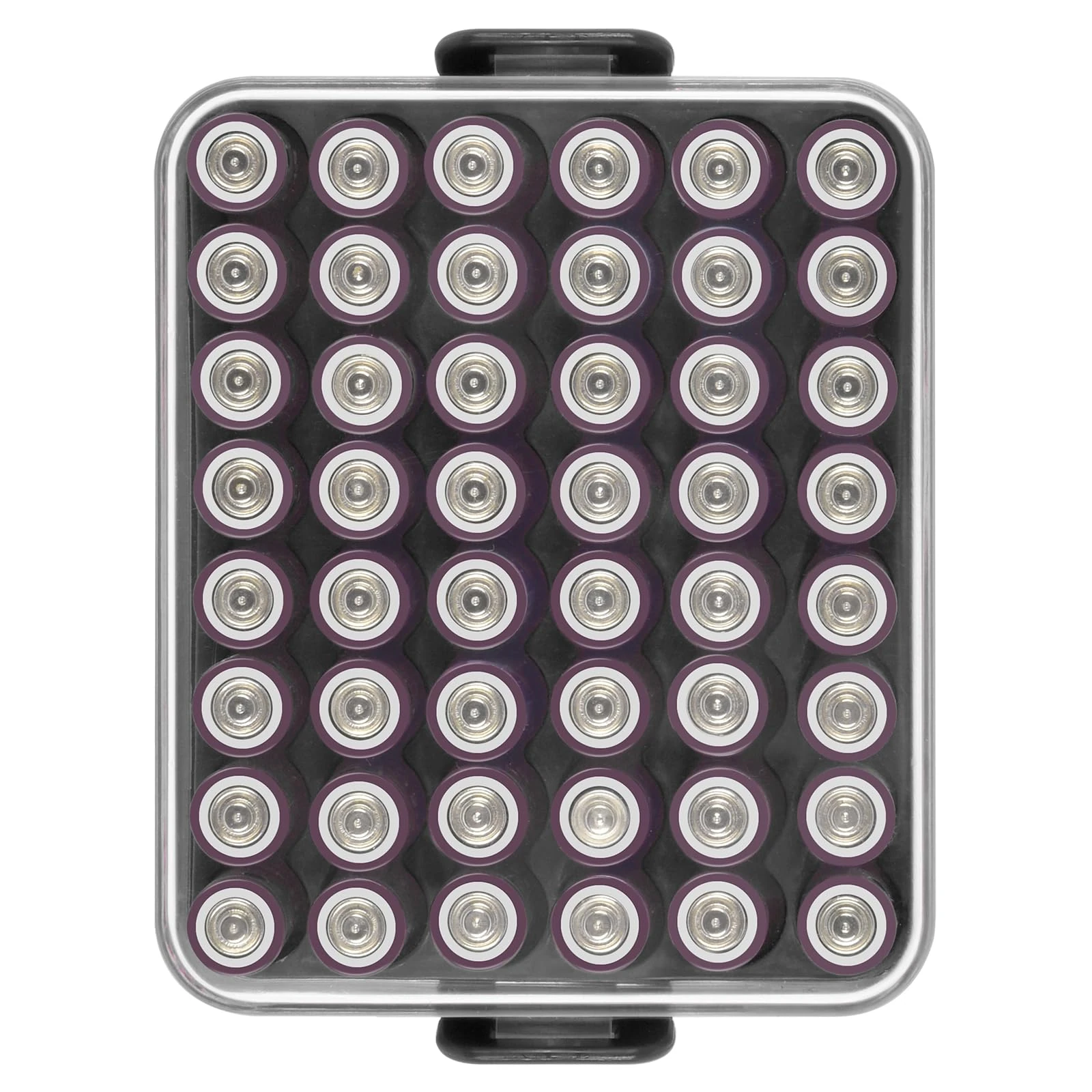 Battery Organiser Storage Case, Battery Vault Box Container for 48 AAA Batteries, Plastic Clear Protective Battery Holder for Travel/Home/Office (Black, S)