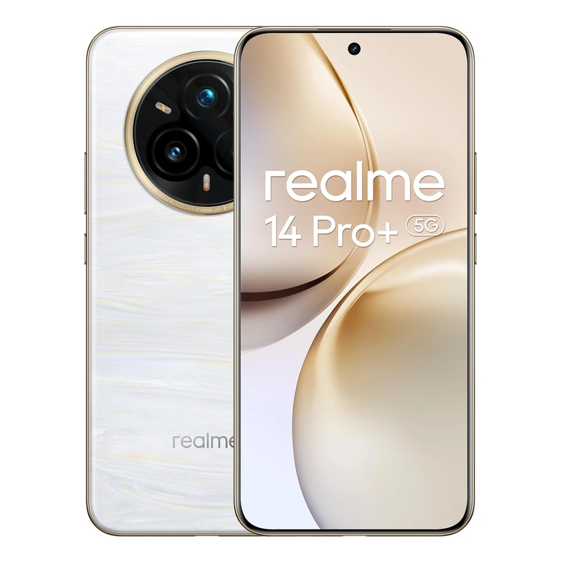 realme 14 Pro+ Smartphone 5g, 8 + 256GB,White,Sony 3X Periscope OIS AI Camera,Cold-sensitive Color-changing Design,5260 mAh Battery,IP66/68/69,120Hz Eye Protection Display,Amazon Exclusive,No Adapter