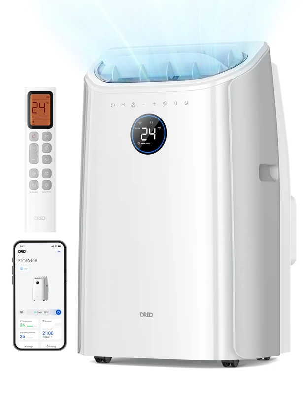 DREO 10000 BTU Portable Air Conditioner, 3-in-1 Cool/Fan/Dry Quiet AC Unit for Bedroom/Office, Smart App/Voice/Remote Control, Drainage-Free, Universal Window Kit, 3.2L/H Dehumidification, AC515S