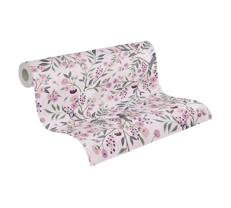 A.S. Création Lilly & Luis Non-Woven Wallpaper with Little Flowers in Multicolour, Pink, Purple – 10,05 x 0,53 m Wallpaper for Kids – 771361