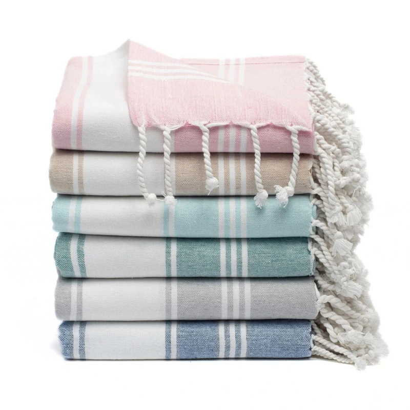 9Threads 100% Cotton Turkish Beach Towel with Bag Towels Oversized 36"x72" Pool Absorbent Extra Large Quick Dry Sand Travel Towel (Mix, 6 Pack)