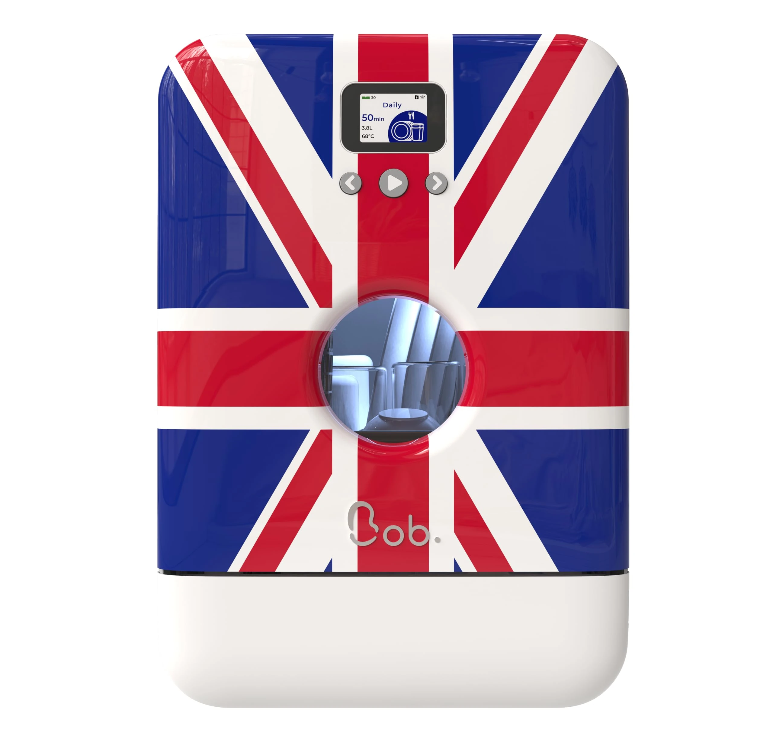 Bob - Compact Dishwasher -daily dishes of 3 people - Built-in Dishwasher - Free-standing, Integrated tank, Portable - White (UK Sticker)