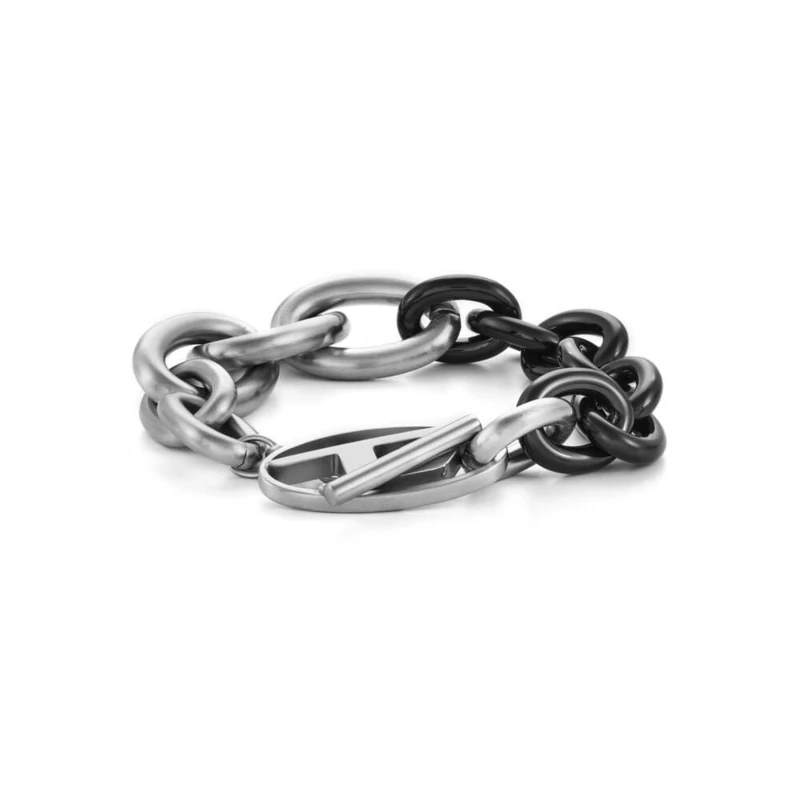 Diesel Men's Stainless Steel Toggle clasp closure Bracelet Grey and Black