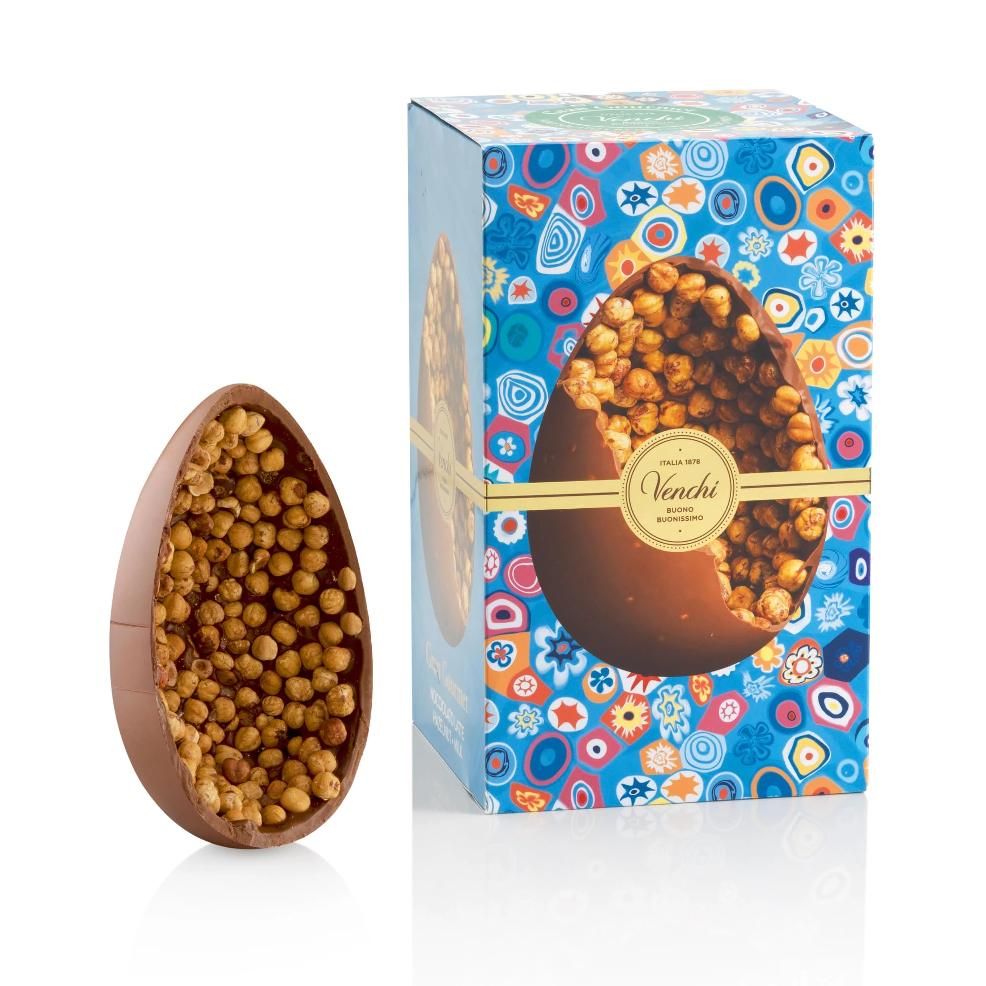 Venchi - Chocolate Egg, Milk Chocolate Flavor, with Whole "Piedmont Hazelnut", No Surprise, Gluten Free, 540 gr, Easter Collection, Gift Idea