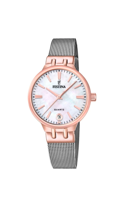 Festina Ladies Rose Gold PVD-Plated Steel Watch with Mesh Bracelet F20715/1