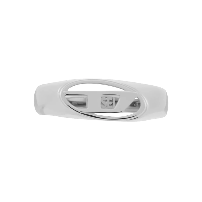 Diesel Men's Stainless Steel Signet Rings Chrome Silver