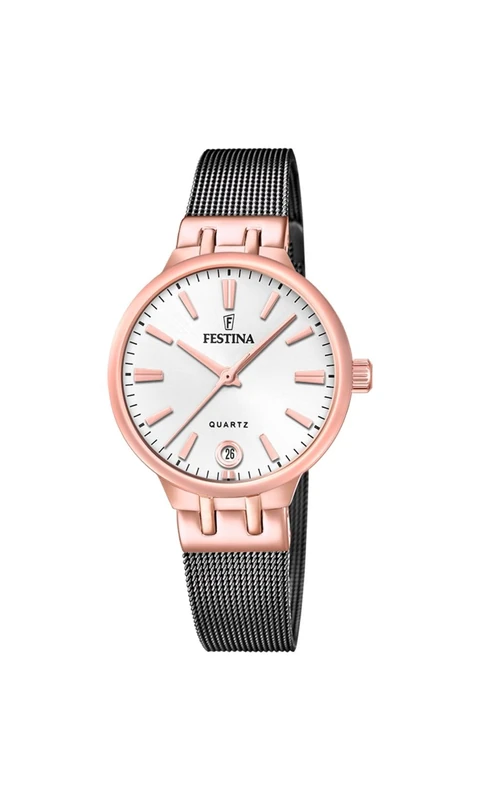 Festina Ladies Rose Gold PVD-Plated Steel Watch with Mesh Bracelet F20717/1