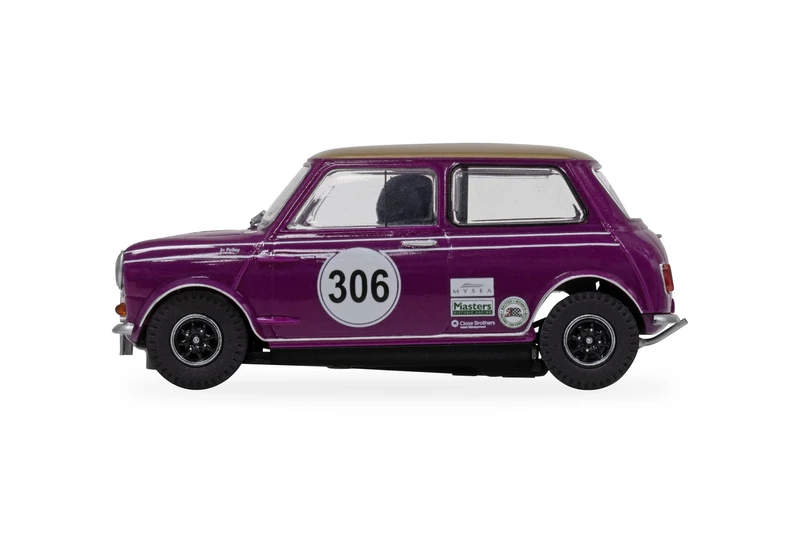 Scalextric C4545 Austin Mini Cooper S - Jo Polley Cars - Touring Cars for ages + 3 Years, Purple and Gold