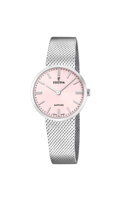 Festina Swiss Made Ladies Steel Watch with Mesh Bracelet F20075/1