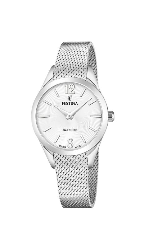 Festina Swiss Made Ladies Steel Watch with Mesh Bracelet F20076/1