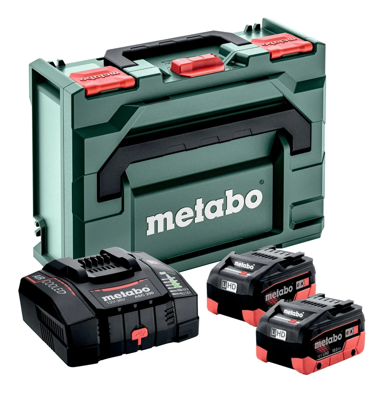 metabo Basic Set - 2 x LiHD 18 V / 10 Ah Batteries + ASC 290 Quick Charger in metaBOX 145 - Powerful, Durable - Professional Quality