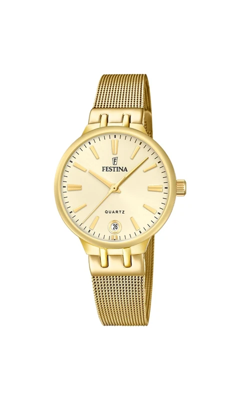 Festina Ladies Gold PVD-Plated Steel Watch with Mesh Bracelet F20713/2