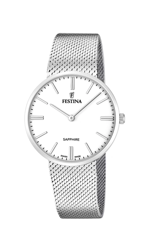 Festina Swiss Made Mens Steel Watch with Mesh Steel Bracelet F20074/1