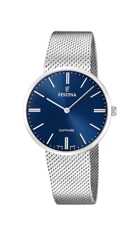 Festina Swiss Made Mens Steel Watch with Mesh Steel Bracelet F20074/2