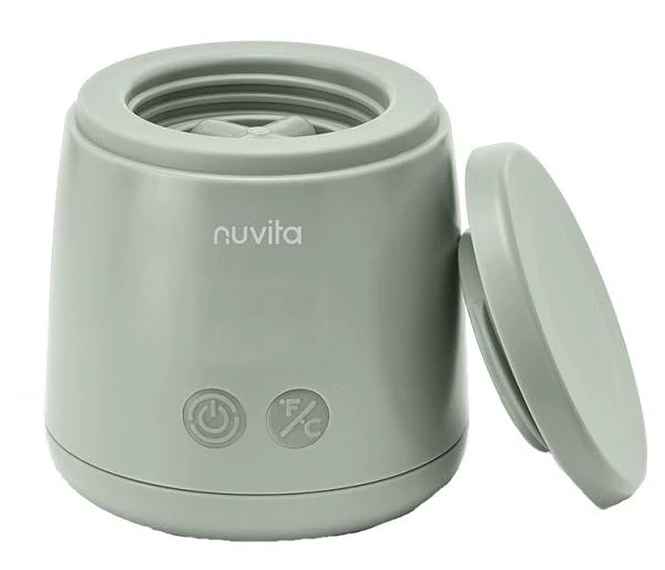 Nuvita 1163 Warm'n'Mix Portable Bottle Warmer with Battery with Heating and Mixing Function - Fast Heating in 3 Minutes, 4 Temperature Settings, Universal Compatibility with 6 Adapters