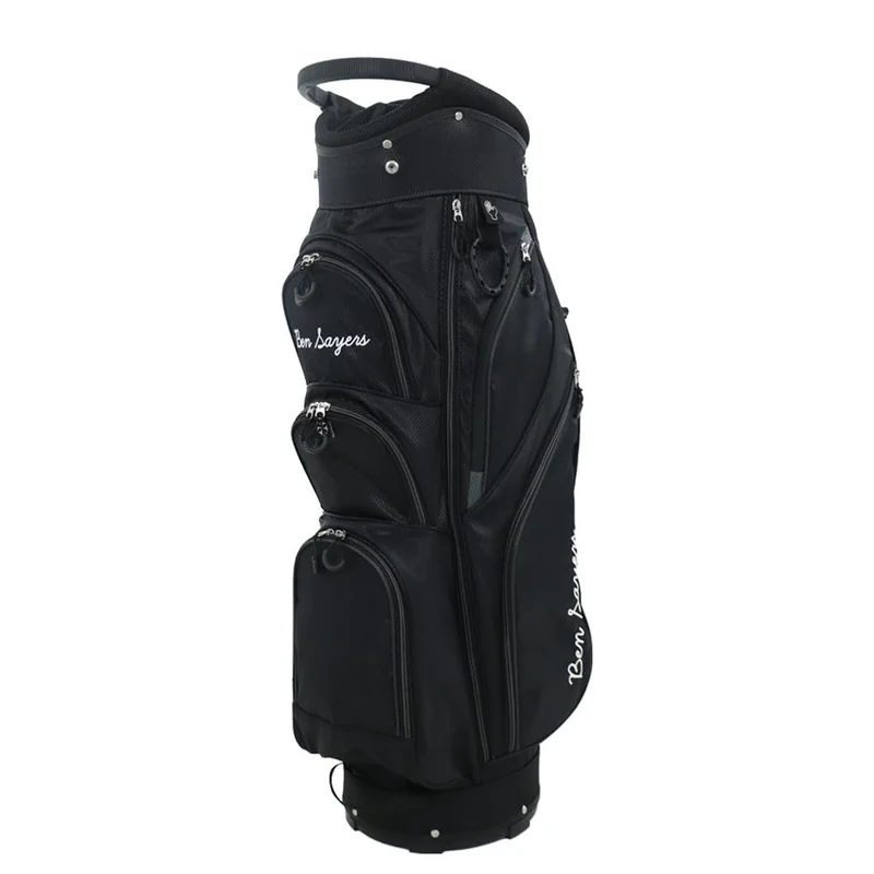 Ben Sayers DLX Deluxe Mens Golf Cart Bag | Lightweight with Carry Shoulder Strap | 14-Way Full Length Club Dividers & Water Resistant Pockets (Black/Grey) - Image 1