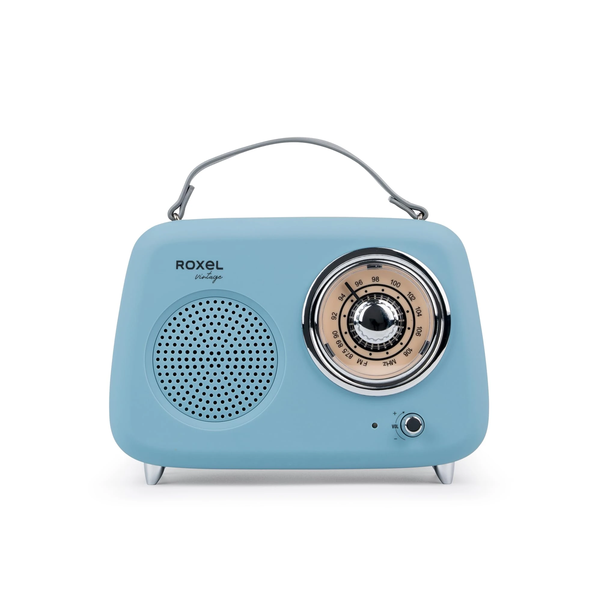 Roxel RFM01 Retro FM Radio Party speaker – Timeless Design, Superior Sound, FM Radio, MP3 Playback & Wireless BT Streaming, Perfect as a Gift (Blue)