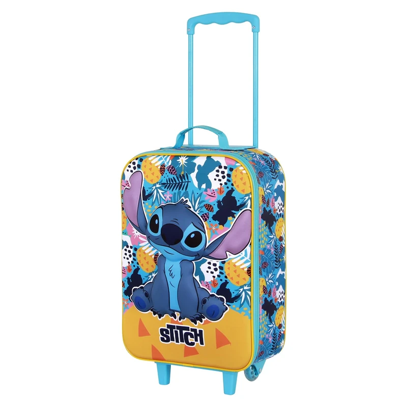 Disney Lilo and Stitch Colors-Soft 3D Trolley Suitcase, Turquoise, 17 x 33 x 52 cm, Capacity 26 L