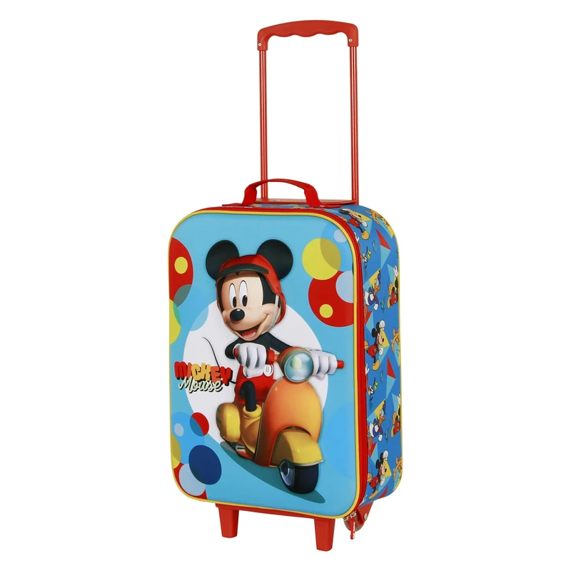 Disney Mickey Mouse Scooter-Soft 3D Trolley Suitcase, Blue, 17 x 33 x 52 cm, Capacity 26 L