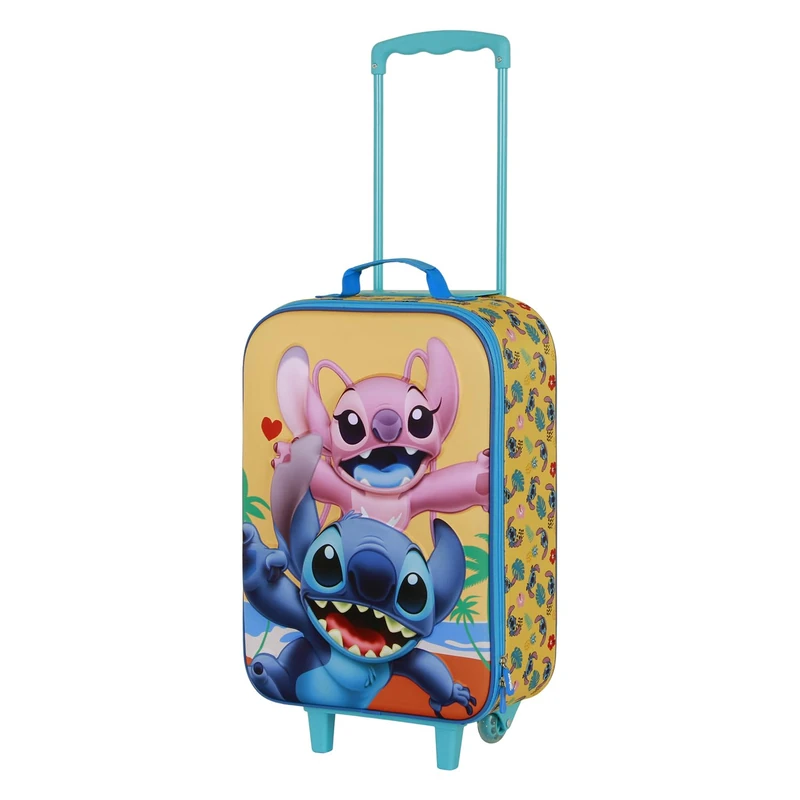 Disney Lilo and Stitch Ocean-Soft 3D Trolley Suitcase, Blue, 17 x 33 x 52 cm, Capacity 26 L