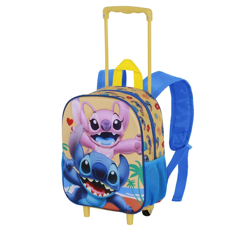 Disney Lilo and Stitch Ocean-Small 3D Backpack with Wheels, Blue, 26 x 34 cm, Capacity 7 L