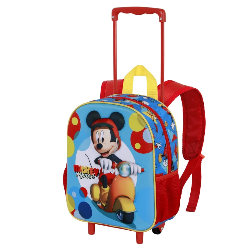 Disney Mickey Mouse Scooter-Small 3D Backpack with Wheels, Blue, 26 x 34 cm, Capacity 7 L