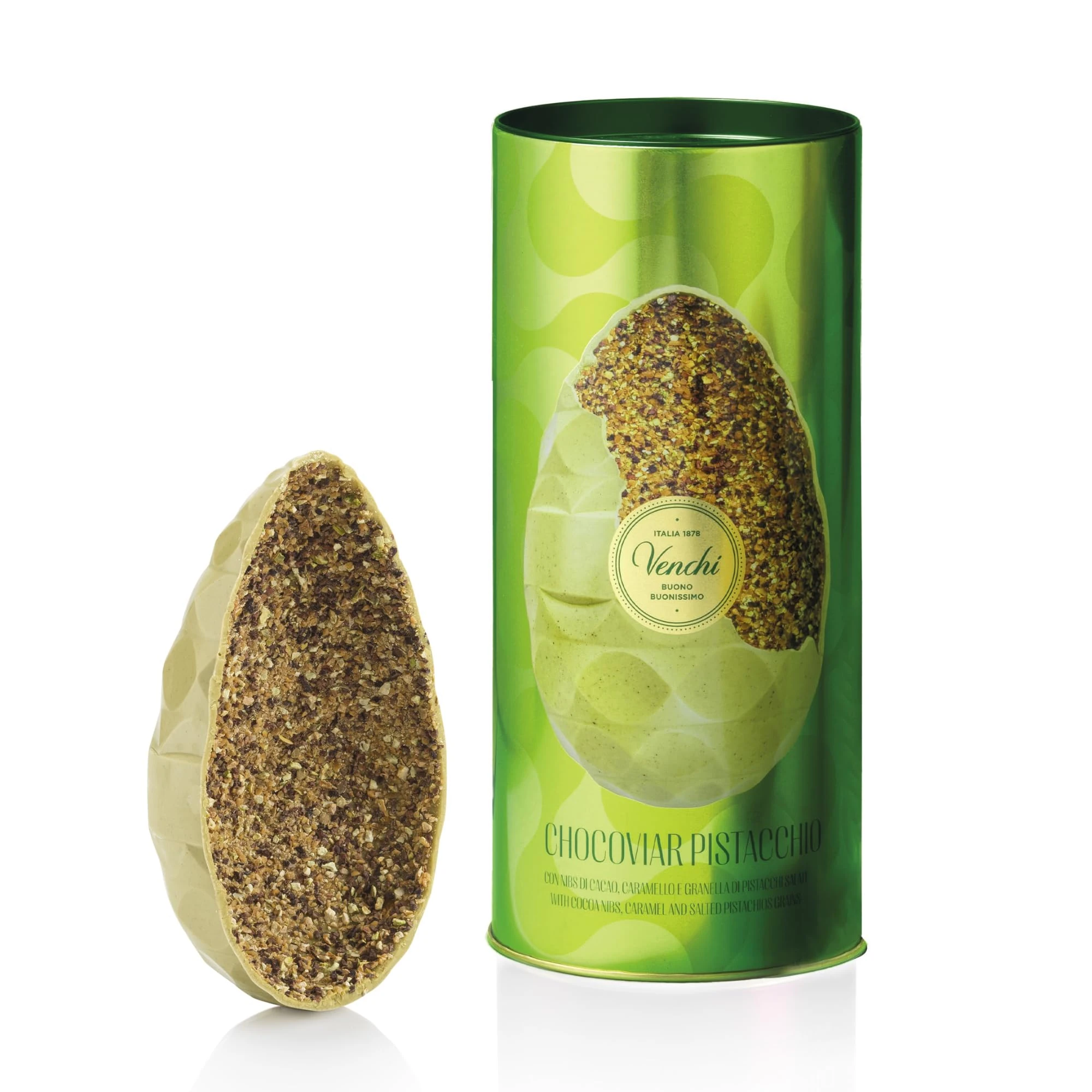 Venchi - Chocoviar Pistachio Chocolate Egg, with Pistachio Crumbs, Toffee and Cocoa Beans, With Surprise, Gluten Free, 330 gr, Easter Collection