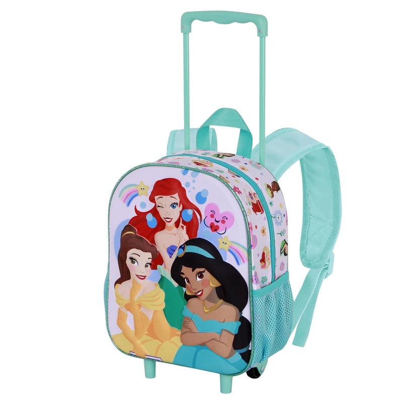 Disney Princess Rainbows-Small 3D Backpack with Wheels, Multicolour, 26 x 34 cm, Capacity 7 L