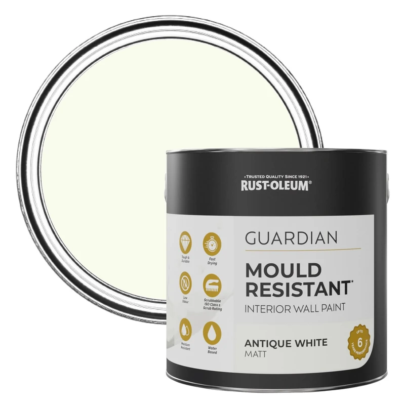 Rust-Oleum White Guardian Mould Resistant Wall Paint - Antique White 2.5L
