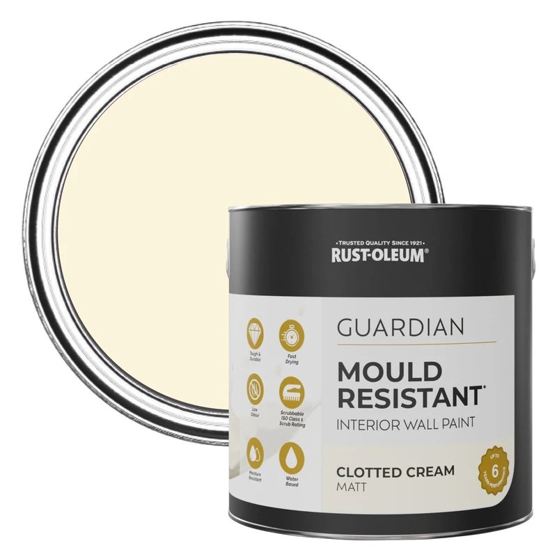 Rust-Oleum Beige Guardian Mould Resistant Wall Paint - Clotted Cream 2.5L