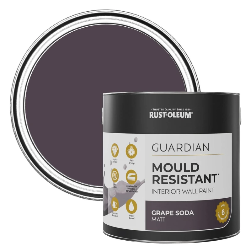 Rust-Oleum Purple Guardian Mould Resistant Wall Paint - Grape Soda 2.5L