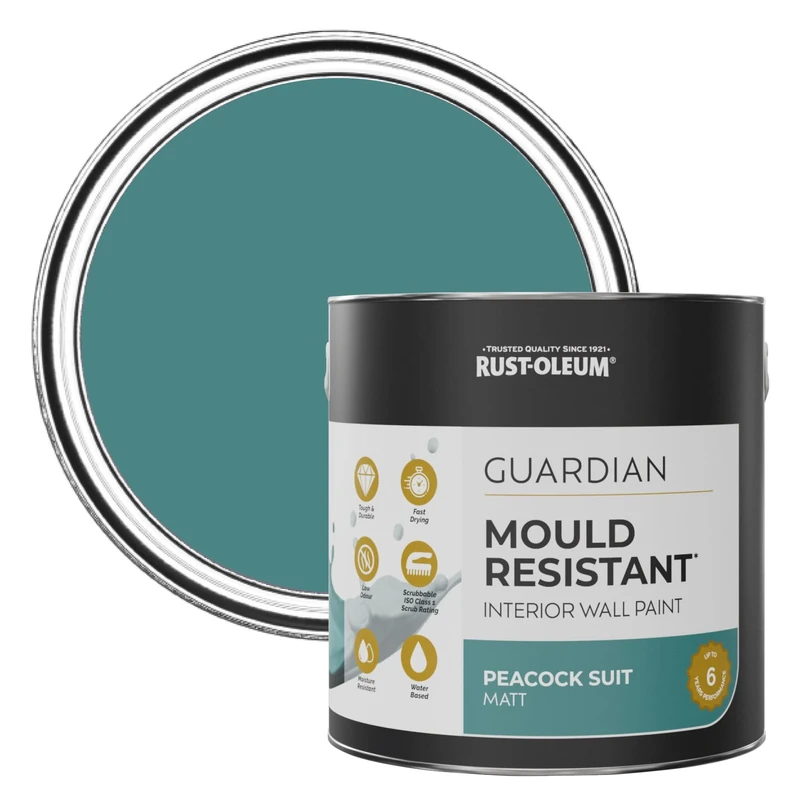 Rust-Oleum Green Guardian Mould Resistant Wall Paint - Peacock Suit 2.5L