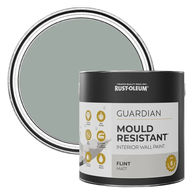 Rust-Oleum Grey Guardian Mould Resistant Wall Paint - Flint 2.5L