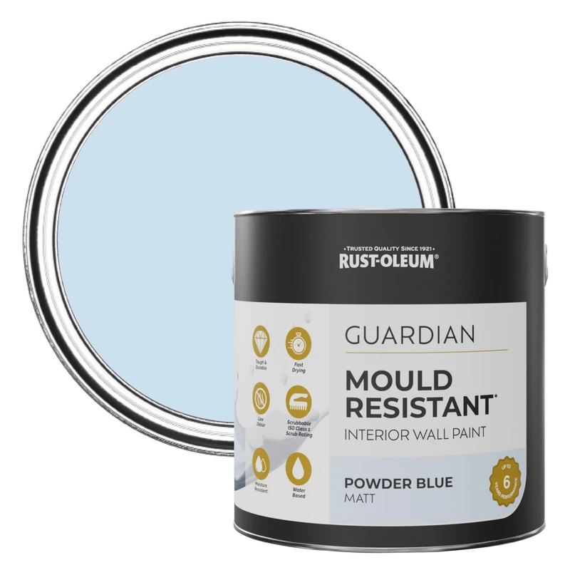 Rust-Oleum Blue Guardian Mould Resistant Wall Paint - Powder Blue 2.5L