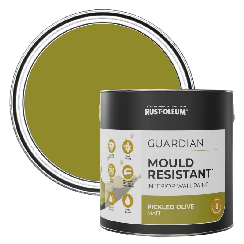 Rust-Oleum Green Guardian Mould Resistant Wall Paint - Pickled Olive 2.5L