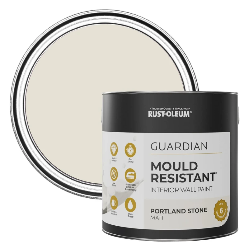 Rust-Oleum Beige Guardian Mould Resistant Wall Paint - Portland Stone 2.5L